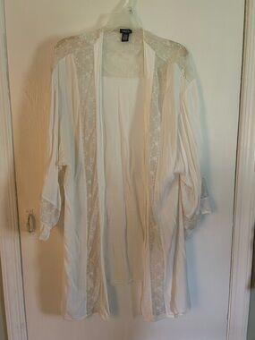 Rue21 Sheer Lace-Trim White Kimono Cover-Up
